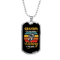 Grandpa Fishing Necklace Stainless Steel or 18k Gold Dog Tag 24" Chain-Express Your Love Gifts