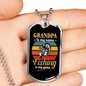 Grandpa Fishing Necklace Stainless Steel or 18k Gold Dog Tag 24" Chain-Express Your Love Gifts