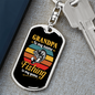 Grandpa Fising Keychain Stainless Steel or 18k Gold Dog Tag Keyring-Express Your Love Gifts