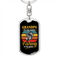 Grandpa Fising Keychain Stainless Steel or 18k Gold Dog Tag Keyring-Express Your Love Gifts