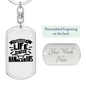 Grasp Life By The Handlebars Biker Keychain Stainless Steel or 18k Gold Dog Tag Keyring-Express Your Love Gifts