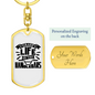 Grasp Life By The Handlebars Biker Keychain Stainless Steel or 18k Gold Dog Tag Keyring-Express Your Love Gifts