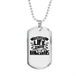 Grasp Life By The Handlebars Biker Necklace Stainless Steel or 18k Gold Dog Tag 24"-Express Your Love Gifts