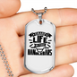 Grasp Life By The Handlebars Biker Necklace Stainless Steel or 18k Gold Dog Tag 24"-Express Your Love Gifts