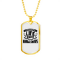 Grasp Life By The Handlebars Biker Necklace Stainless Steel or 18k Gold Dog Tag 24"-Express Your Love Gifts