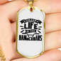 Grasp Life By The Handlebars Biker Necklace Stainless Steel or 18k Gold Dog Tag 24"-Express Your Love Gifts