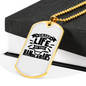 Grasp Life By The Handlebars Biker Necklace Stainless Steel or 18k Gold Dog Tag 24"-Express Your Love Gifts
