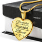 Grateful Thankful Blessed Necklace Stainless Steel or 18k Gold Heart Pendant 18-22"-Express Your Love Gifts