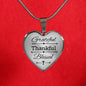 Grateful Thankful Blessed Necklace Stainless Steel or 18k Gold Heart Pendant 18-22"-Express Your Love Gifts
