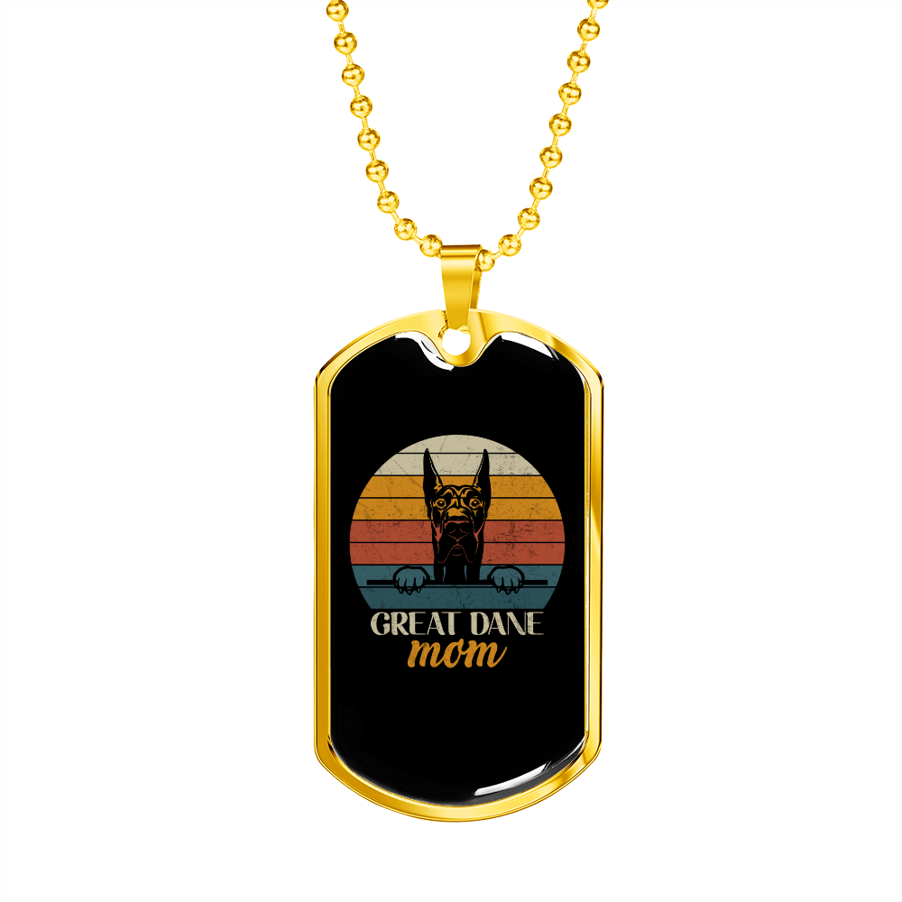 Great Dane Mom Necklace Stainless Steel or 18k Gold Dog Tag 24" Chain-Express Your Love Gifts