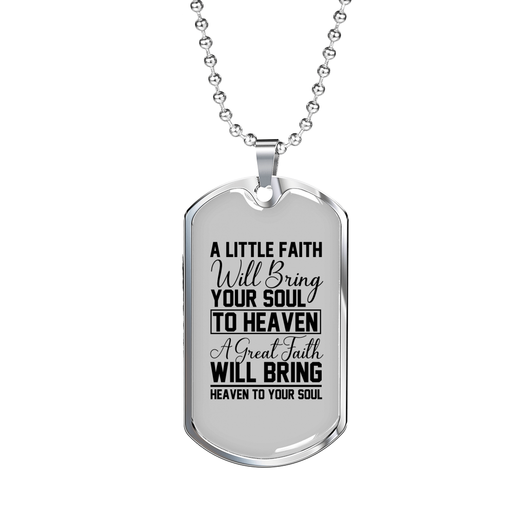 Great Faith Necklace Stainless Steel or 18k Gold Dog Tag 24" Chain-Express Your Love Gifts
