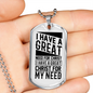 Great Need For Christ Necklace Stainless Steel or 18k Gold Dog Tag 24" Chain-Express Your Love Gifts