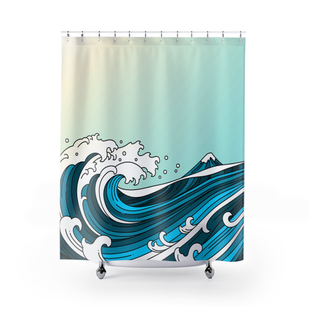 Great oriental Wave Stylish Design 71" x 74" Elegant Waterproof Shower Curtain for a Spa-like Bathroom Paradise Exceptional Craftsmanship-Express Your Love Gifts
