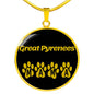 Great Pyrenees Mama Circle Necklace Stainless Steel or 18k Gold 18-22" Dog Owner Lover-Express Your Love Gifts