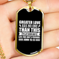 Greater Love John 15:13 Plain Necklace Stainless Steel or 18k Gold Dog Tag 24" Chain-Express Your Love Gifts