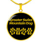 Greater Swiss Mountain Dog Mama Circle Necklace Stainless Steel or 18k Gold 18-22" Dog Owner Lover-Express Your Love Gifts