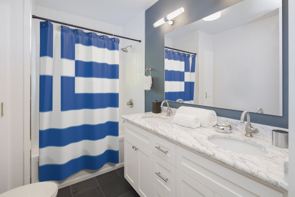 Greece Flag Stylish Design 71" x 74" Elegant Waterproof Shower Curtain for a Spa-like Bathroom Paradise Exceptional Craftsmanship-Express Your Love Gifts