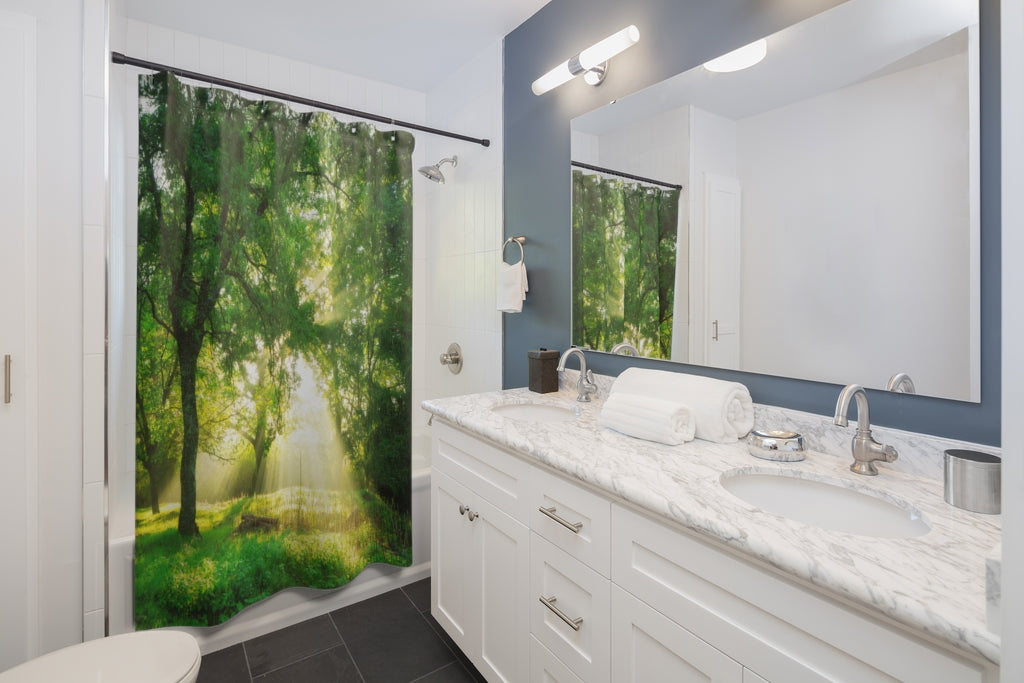 Green Forest Landscape Stylish Design 71" x 74" Elegant Waterproof Shower Curtain for a Spa-like Bathroom Paradise Exceptional Craftsmanship-Express Your Love Gifts