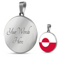 Greenland Flag Necklace Circle Pendant Stainless Steel or 18k Gold 18-22"-Express Your Love Gifts