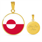 Greenland Flag Necklace Circle Pendant Stainless Steel or 18k Gold 18-22"-Express Your Love Gifts