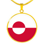 Greenland Flag Necklace Circle Pendant Stainless Steel or 18k Gold 18-22"-Express Your Love Gifts