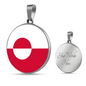 Greenland Flag Necklace Circle Pendant Stainless Steel or 18k Gold 18-22"-Express Your Love Gifts