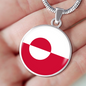 Greenland Flag Necklace Circle Pendant Stainless Steel or 18k Gold 18-22"-Express Your Love Gifts