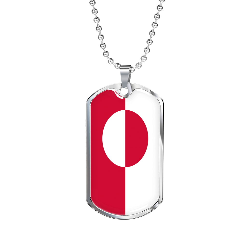 Greenland Flag Necklace Stainless Steel or 18k Gold Dog Tag 24" Chain-Express Your Love Gifts