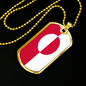 Greenland Flag Necklace Stainless Steel or 18k Gold Dog Tag 24" Chain-Express Your Love Gifts