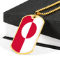 Greenland Flag Necklace Stainless Steel or 18k Gold Dog Tag 24" Chain-Express Your Love Gifts