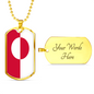 Greenland Flag Necklace Stainless Steel or 18k Gold Dog Tag 24" Chain-Express Your Love Gifts