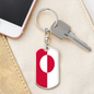 Greenland Flag Swivel Keychain Dog Tag Stainless Steel or 18k Gold-Express Your Love Gifts
