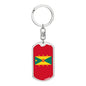 Grenada Flag Keychain Dog Tag Stainless Steel or 18k Gold-Express Your Love Gifts