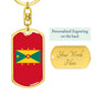 Grenada Flag Keychain Dog Tag Stainless Steel or 18k Gold-Express Your Love Gifts