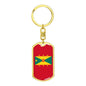 Grenada Flag Keychain Dog Tag Stainless Steel or 18k Gold-Express Your Love Gifts