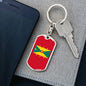Grenada Flag Keychain Dog Tag Stainless Steel or 18k Gold-Express Your Love Gifts