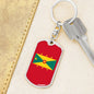 Grenada Flag Keychain Dog Tag Stainless Steel or 18k Gold-Express Your Love Gifts