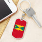 Grenada Flag Keychain Dog Tag Stainless Steel or 18k Gold-Express Your Love Gifts