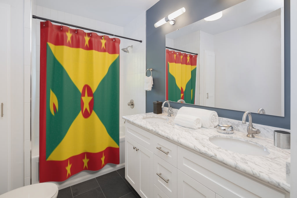 Grenada Flag Stylish Design 71" x 74" Elegant Waterproof Shower Curtain for a Spa-like Bathroom Paradise Exceptional Craftsmanship-Express Your Love Gifts