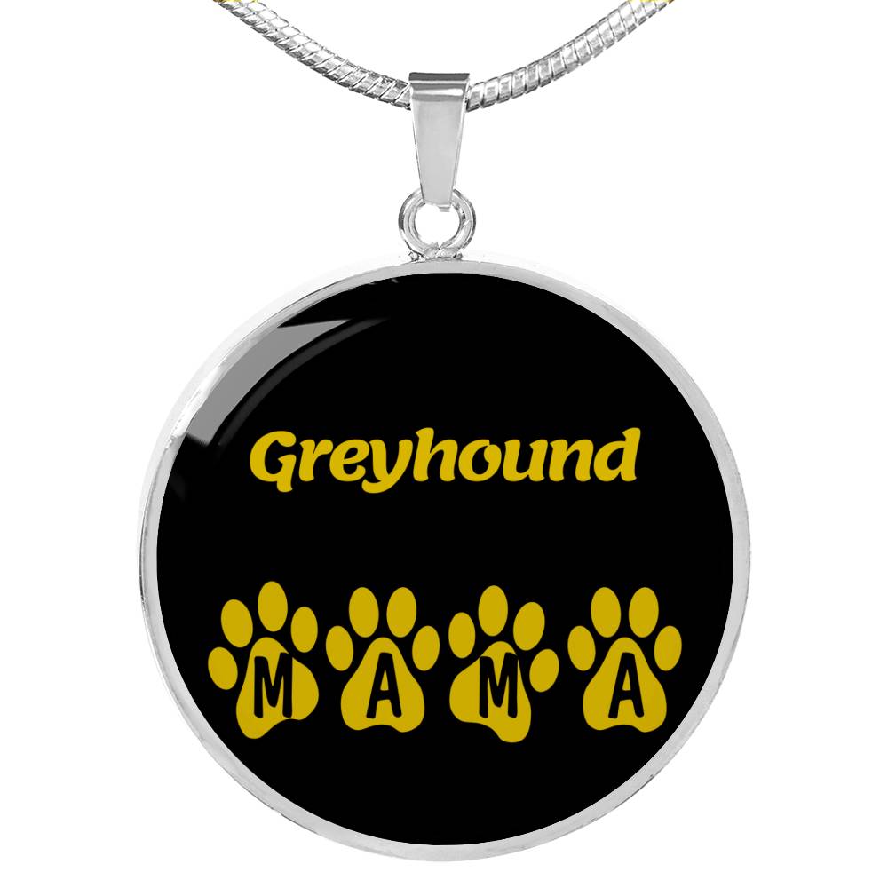 Greyhound Mama Circle Necklace Stainless Steel or 18k Gold 18-22" Dog Owner Lover-Express Your Love Gifts