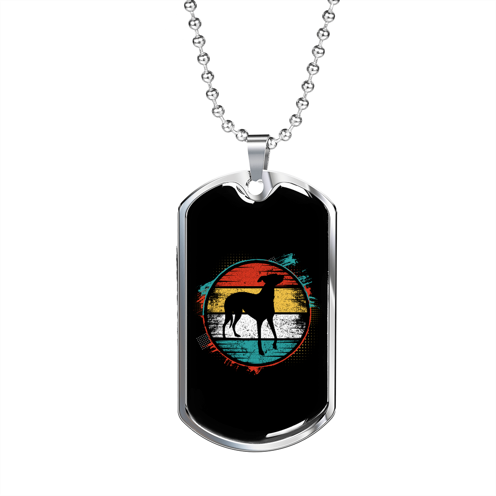 Greyhound Necklace Stainless Steel or 18k Gold Dog Tag 24" Chain-Express Your Love Gifts