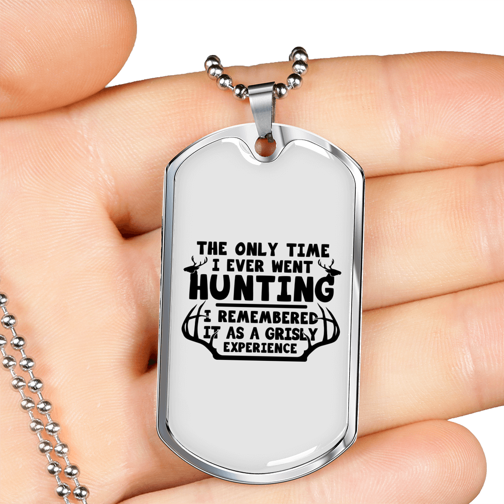Grisly Experience Hunting Necklace Stainless Steel or 18k Gold Dog Tag 24" Chain-Express Your Love Gifts