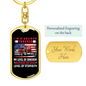 Grump Trucker Swivel Keychain Dog Tag Stainless Steel or 18k Gold-Express Your Love Gifts