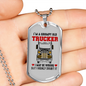Grumpy Old Trucker Dog Tag Stainless Steel or 18k Gold 24" Chain-Express Your Love Gifts