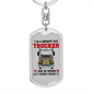 Grumpy Old Trucker Swivel Keychain Dog Tag Stainless Steel or 18k Gold-Express Your Love Gifts