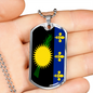 Guadeloupe Flag Necklace Stainless Steel or 18k Gold Dog Tag 24" Chain-Express Your Love Gifts
