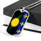 Guadeloupe Flag Necklace Stainless Steel or 18k Gold Dog Tag 24" Chain-Express Your Love Gifts