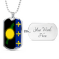 Guadeloupe Flag Necklace Stainless Steel or 18k Gold Dog Tag 24" Chain-Express Your Love Gifts