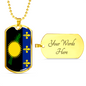 Guadeloupe Flag Necklace Stainless Steel or 18k Gold Dog Tag 24" Chain-Express Your Love Gifts