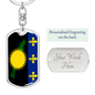 Guadeloupe Flag Swivel Keychain Dog Tag Stainless Steel or 18k Gold-Express Your Love Gifts
